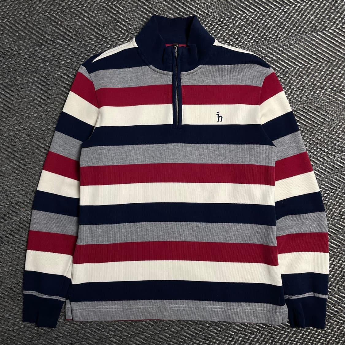 Hazzys 스트라이프 니트 카라 긴팔 반집업 티셔츠o 5919 상품이미지1