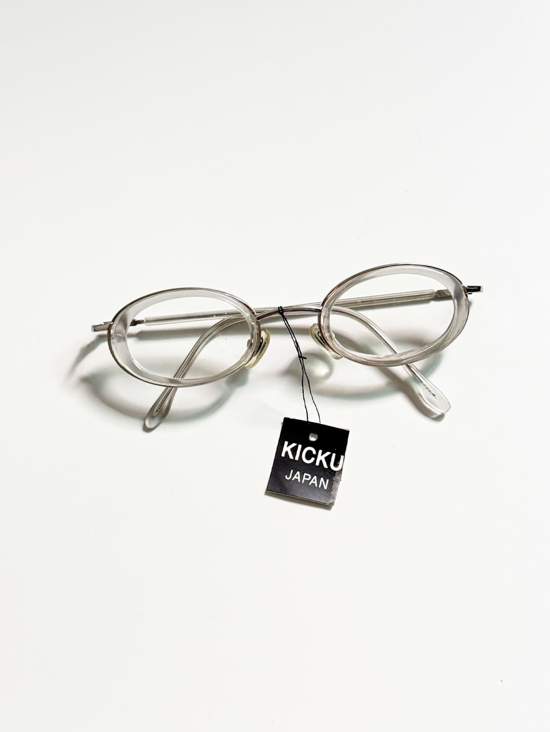 90s KICKU JAPAN 오벌 클리어 프레임 빈티지 안경 상품이미지1