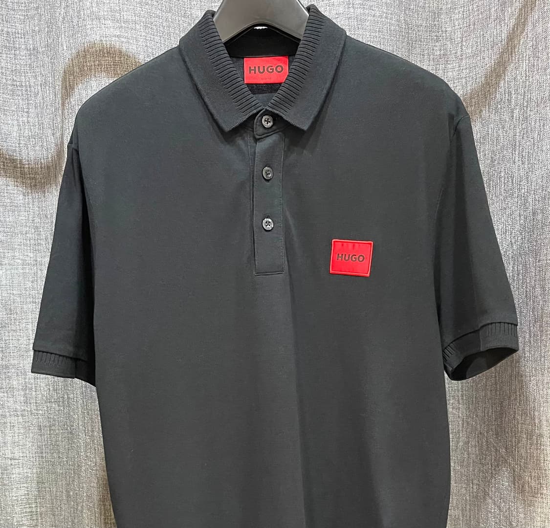HUGO 휴고/레드 패치 슬림핏 피케 폴로 셔츠 (블랙) 상품이미지1