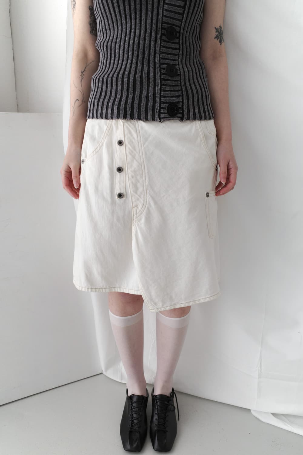 vintage snap button wrap skirt 상품이미지5