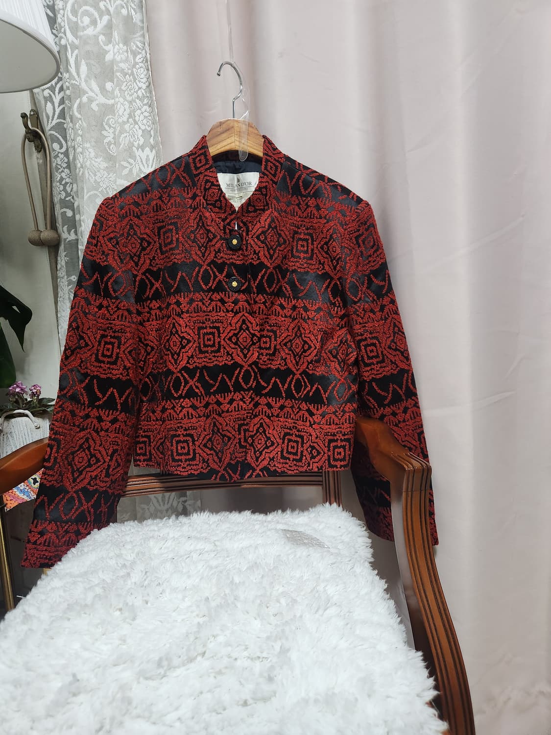 MILAN DONNA 패턴 자켓 레드 블랙 상품이미지6