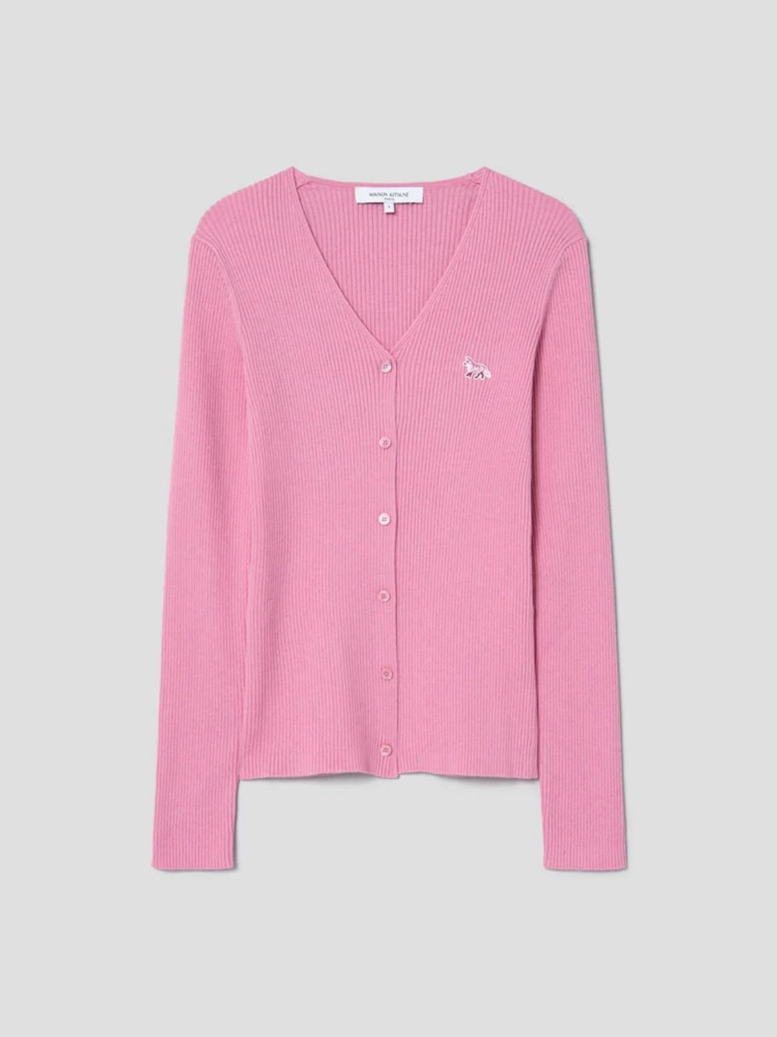 메종키츠네 베이비 폭스 골지 립 가디건 핑크 상품이미지2