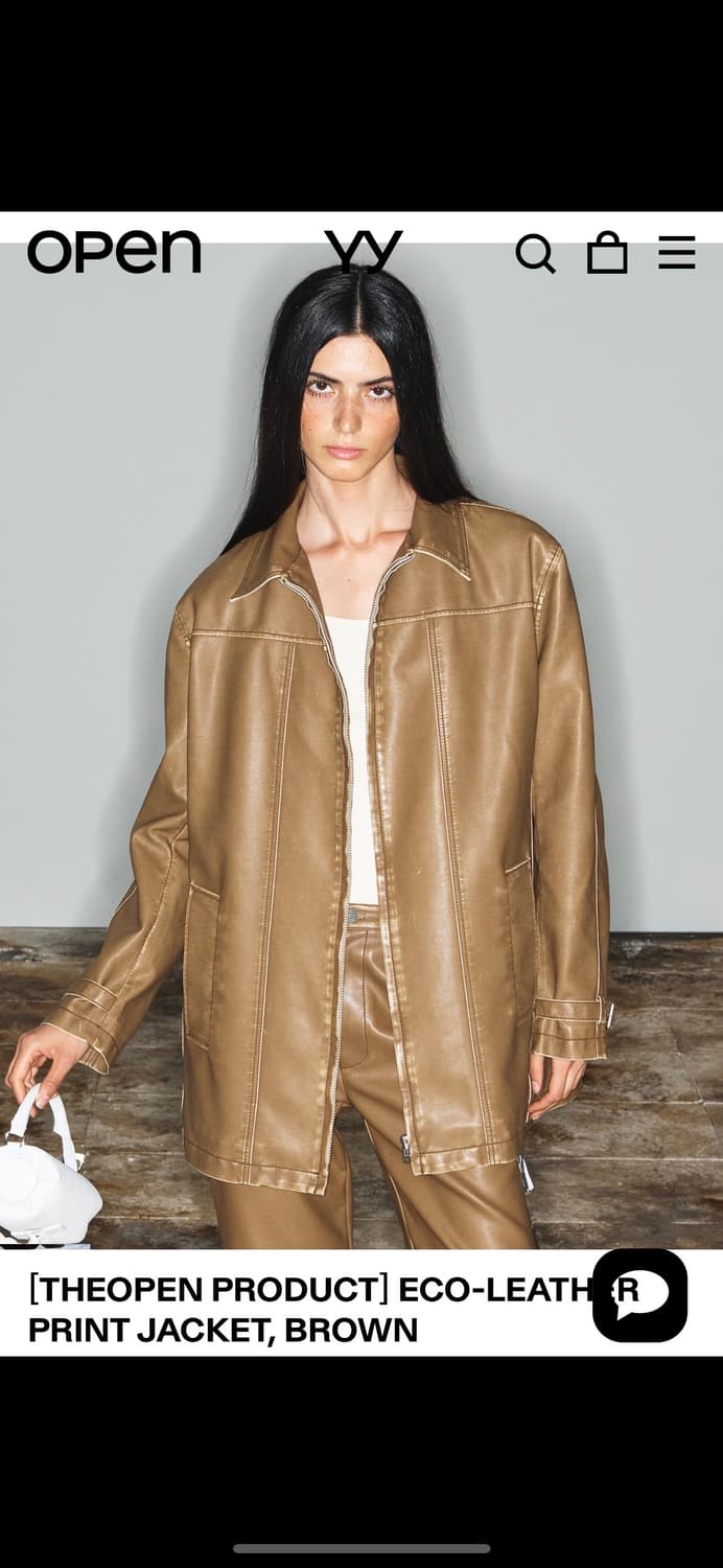 Open yy brown leather jacket 상품이미지2