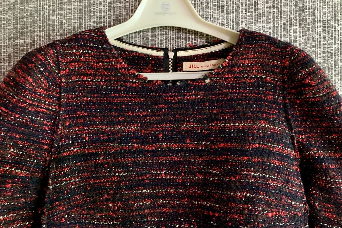 질바이질스튜어트 레드 울 블렌드 트위드 미니 원피스 연말 크리스마스 모임 상품이미지2