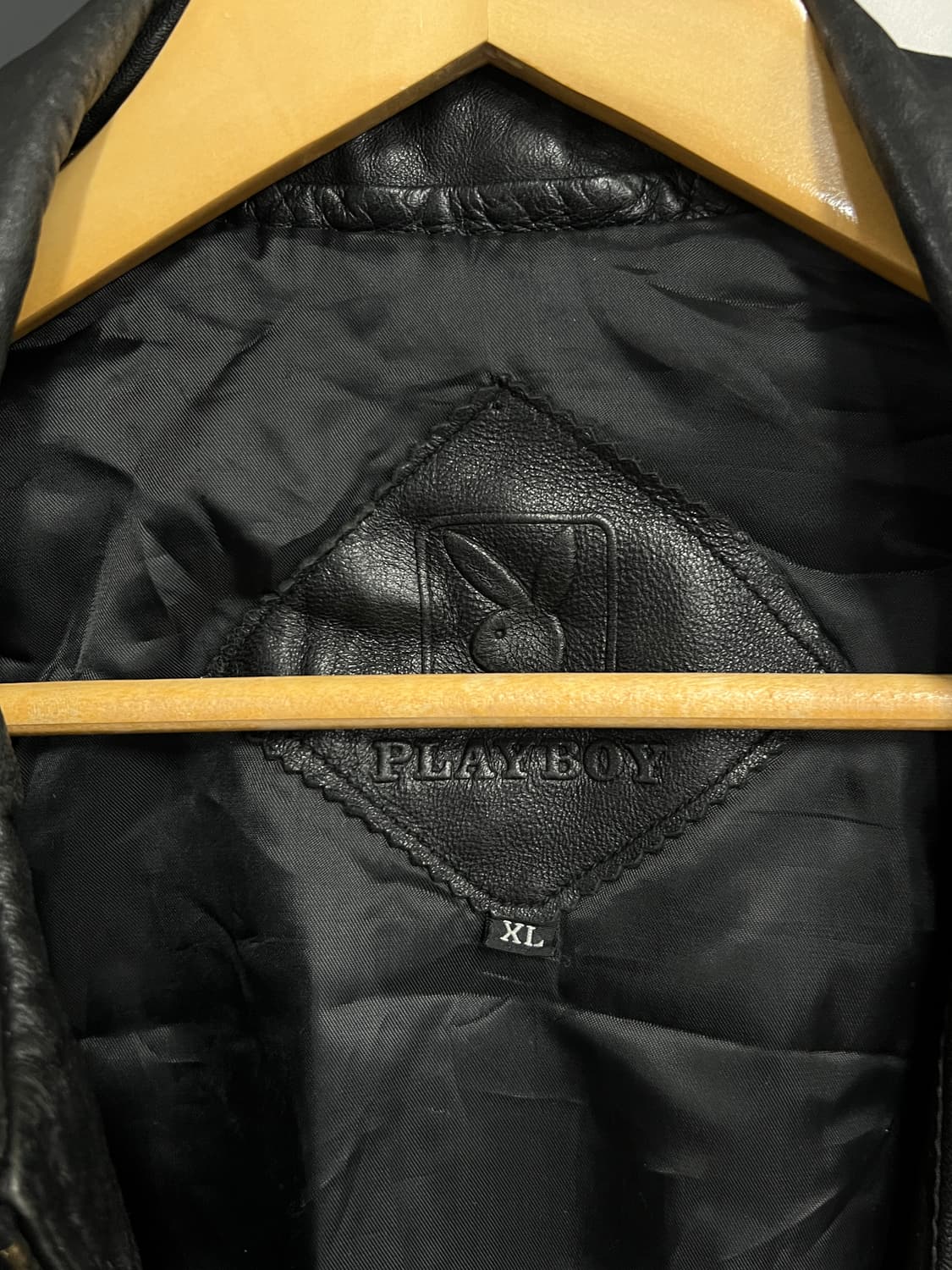 90‘s Play boy 플레이보이 봄버 양가죽 레더 자켓 상품이미지4
