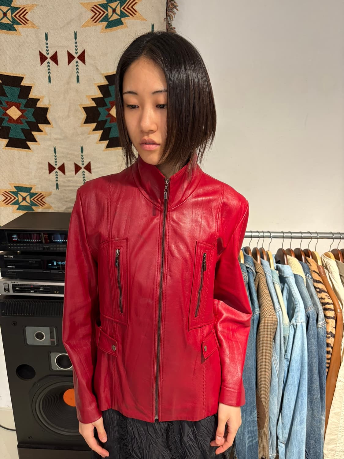 MxM 레드 레더 자켓 상품이미지1