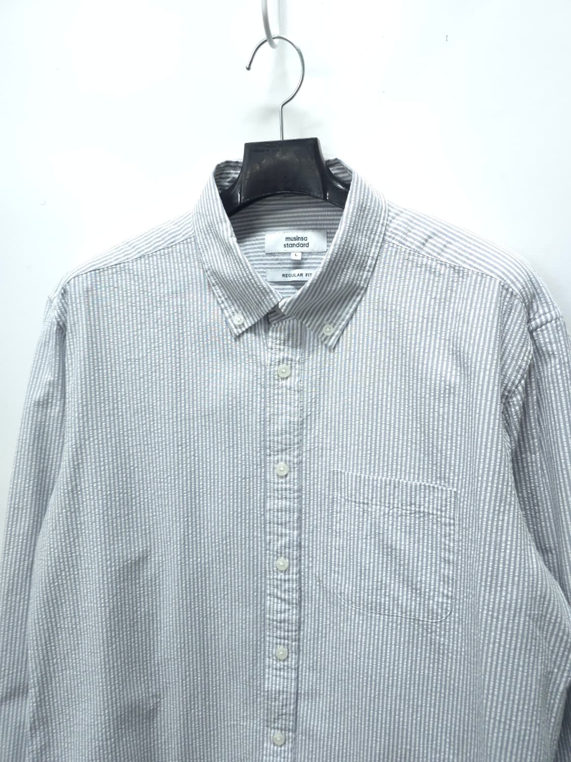 무신사 스탠다드 레귤러핏 시어서커 스트라이프 셔츠 (L) 상품이미지2