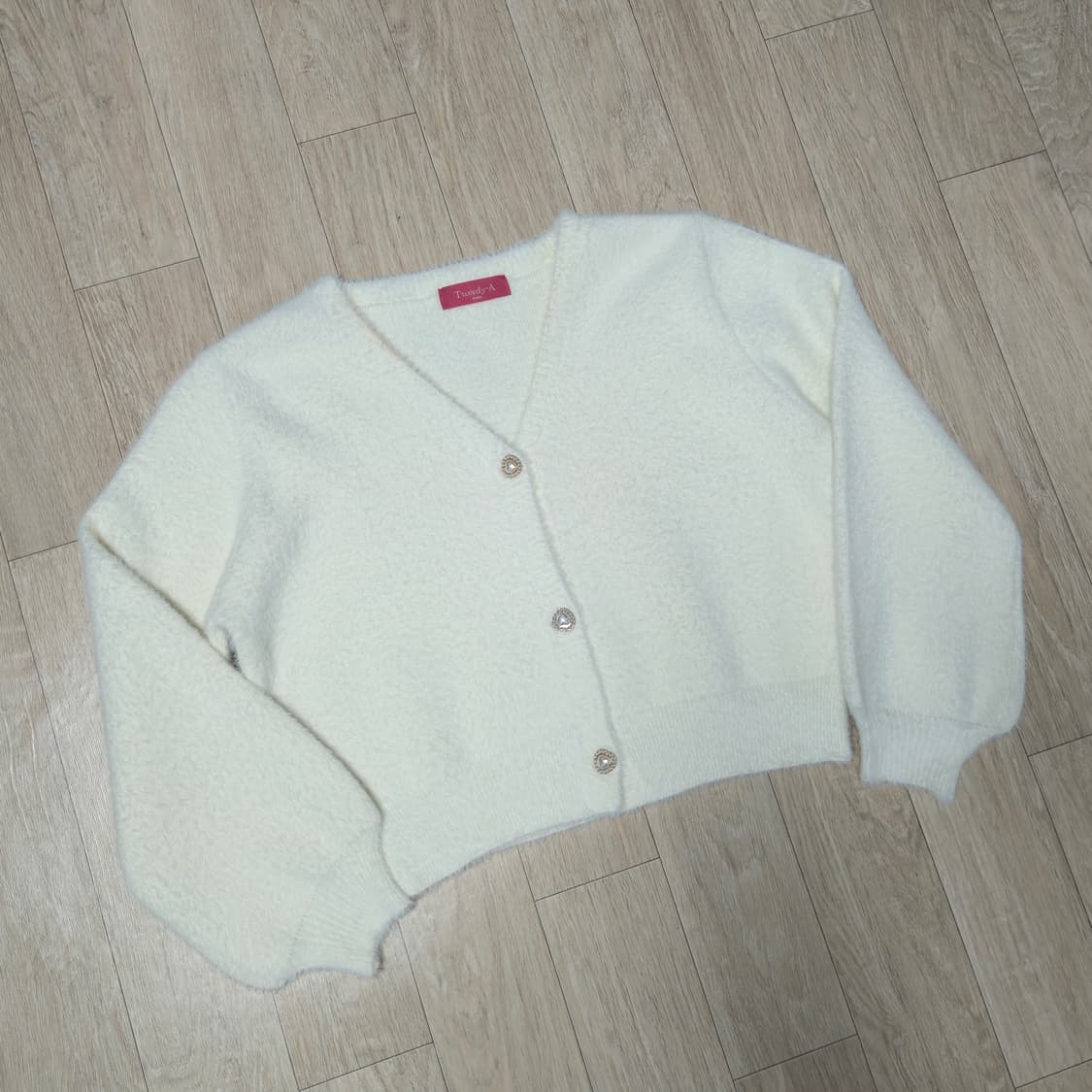 Tweedy-A 울혼방 연베이지 브이넥 가디건 상품이미지1