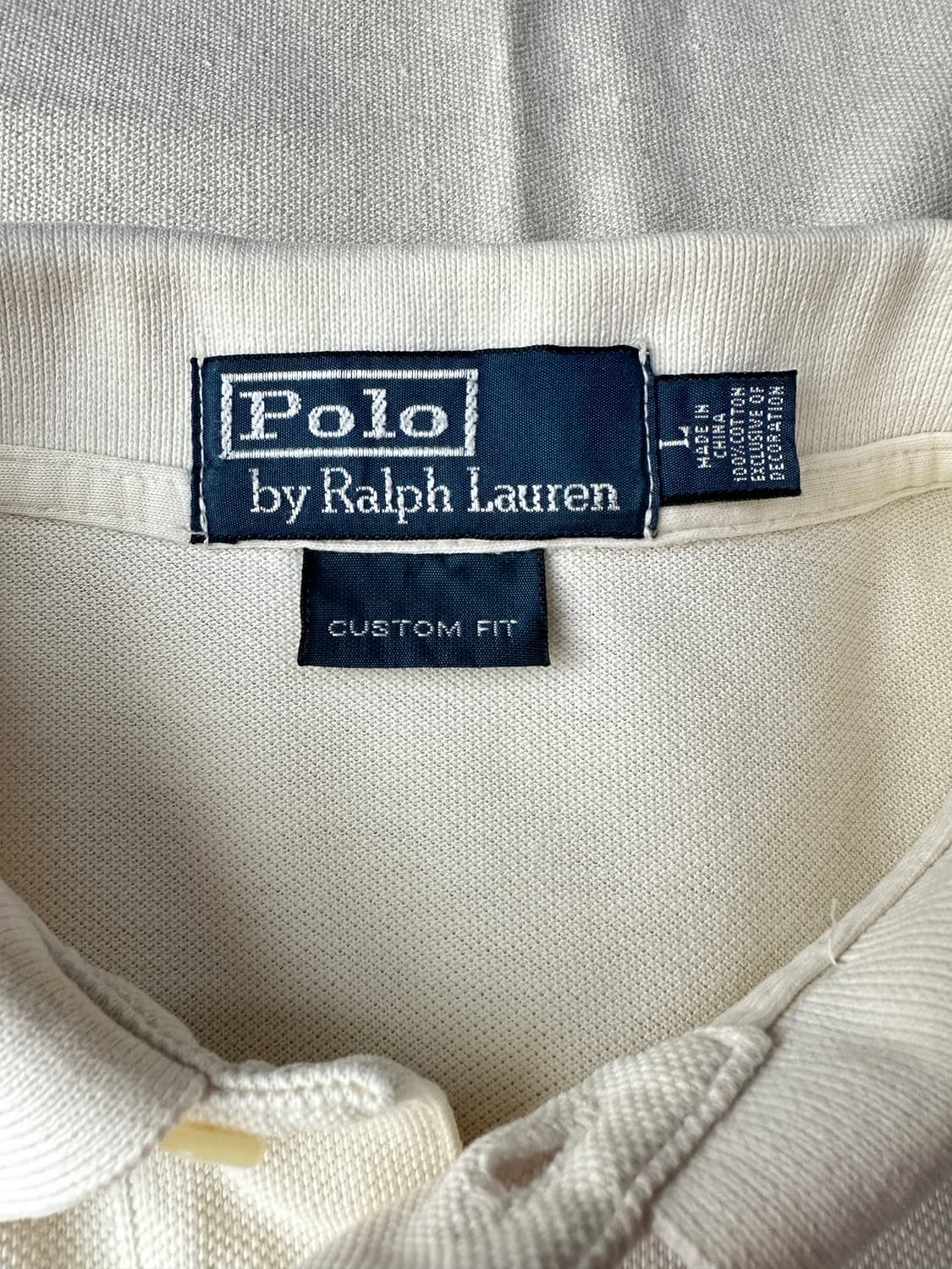 폴로 랄프로렌 크림 긴팔 카라티 커스텀핏 L 상품이미지3