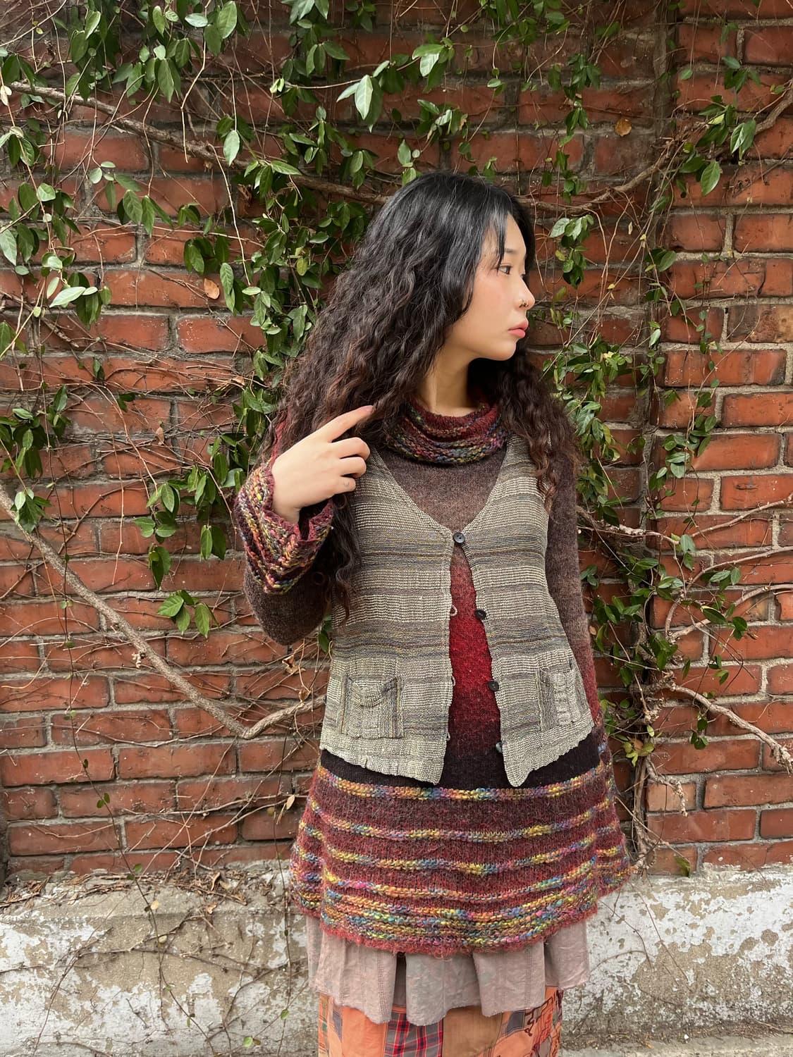 빈티지 줄무늬 베스트 상품이미지1