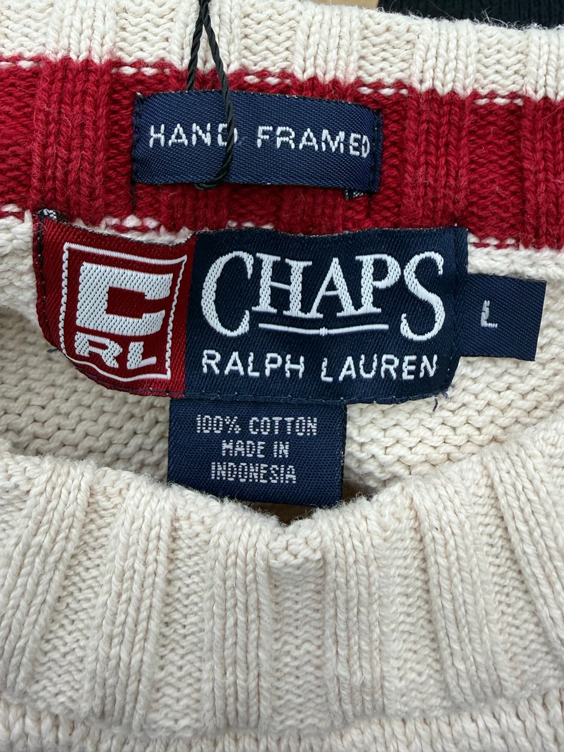 90s CHAPS 챕스 랄프로렌 아이보리 니트 스웨터 상품이미지6