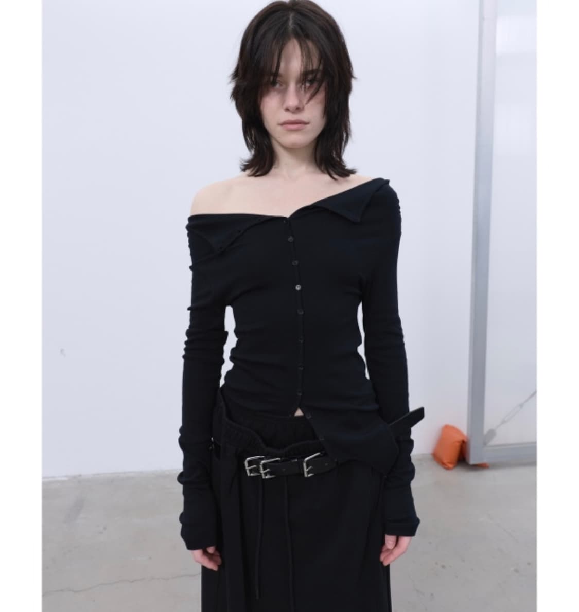 TWOWAY BUTTON-UP TOP (BLACK) 상품이미지1