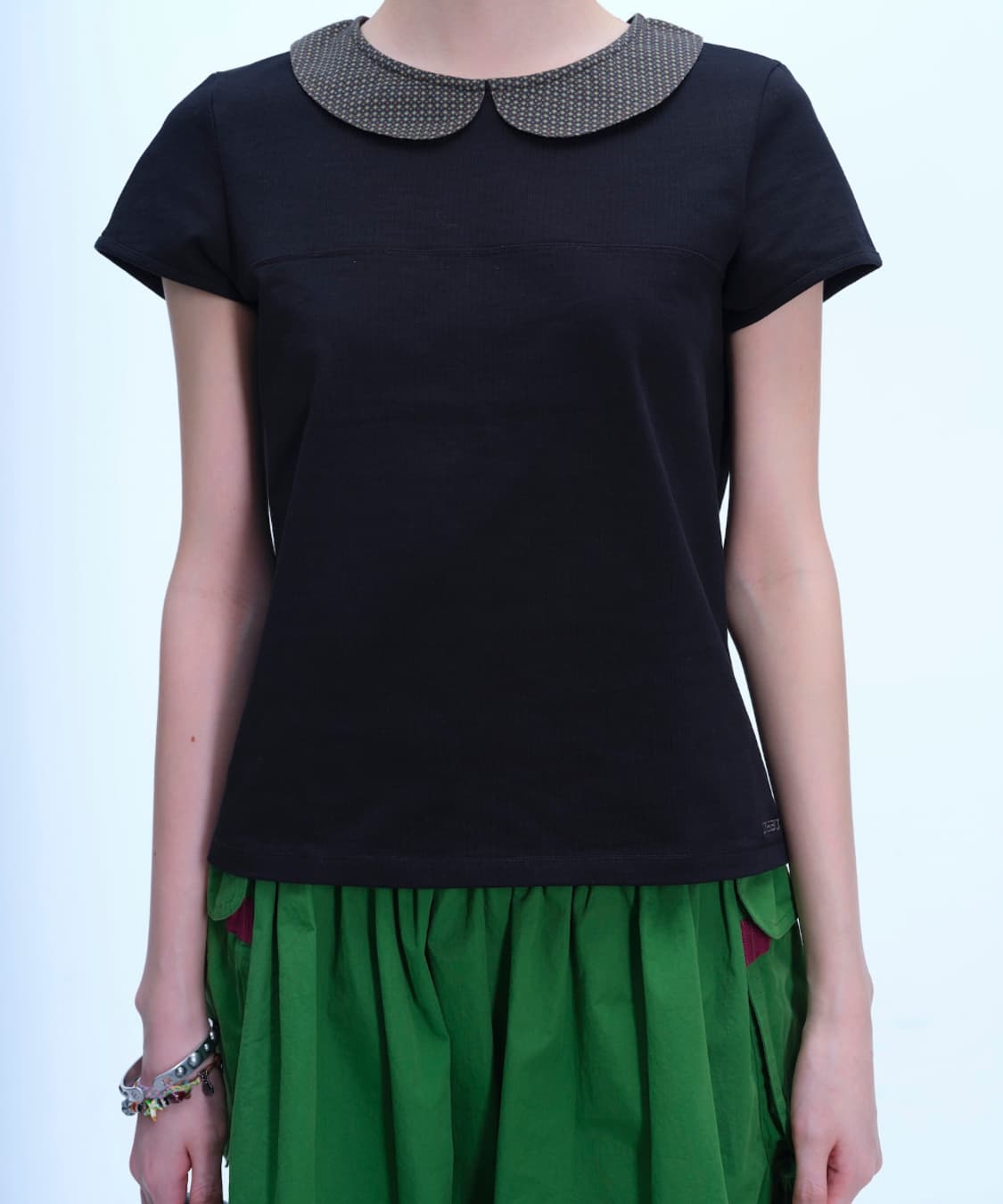 코이세이오 ROUND COLLAR HALF BLOUSE BLACK 상품이미지2