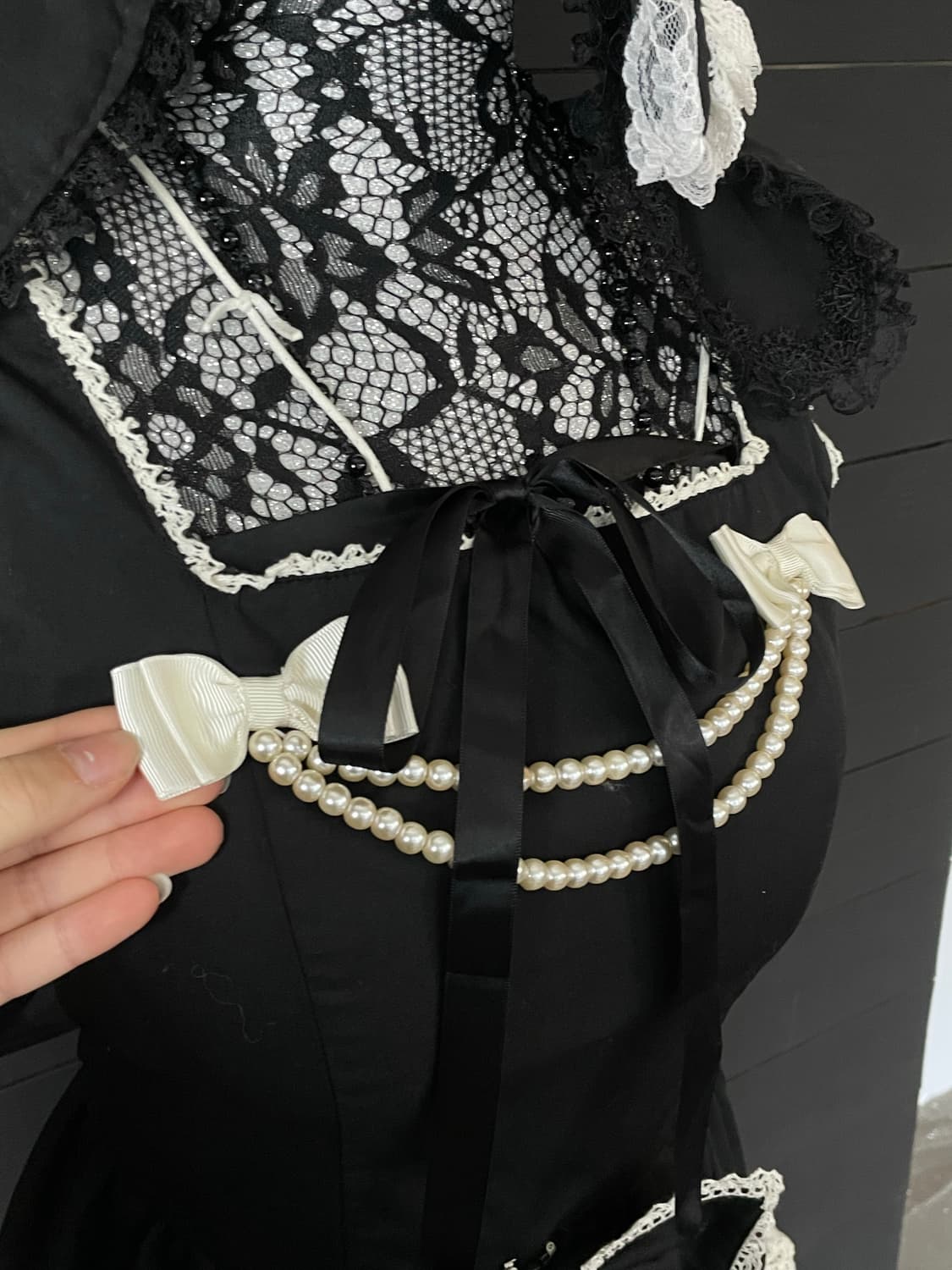 BODYLINE 바디라인 펑크 로리타 레이스 리본 코르셋 롱스커트 드레스 상품이미지6