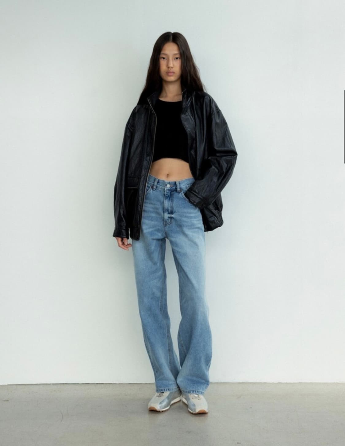 모노하 High neck leather jumper (ash black) 상품이미지1