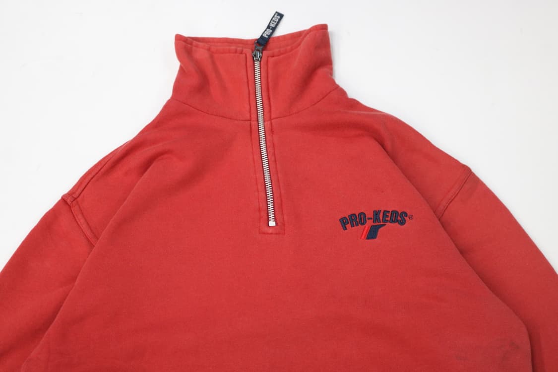 PRO-KEDS 프로케즈 빈티지 아치 로고 하프 집업 스웨트셔츠 레드 상품이미지3
