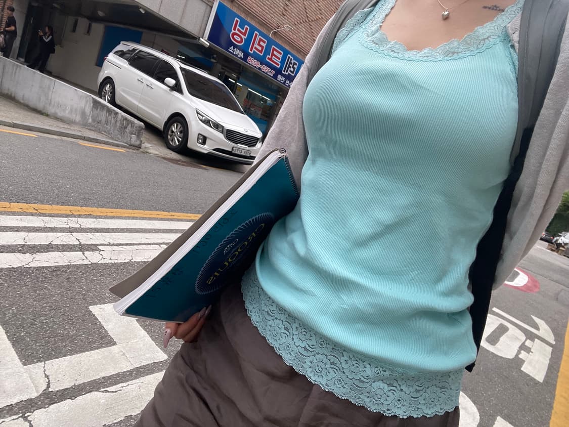 민트 레이스 나시 슬리브리스 상품이미지1