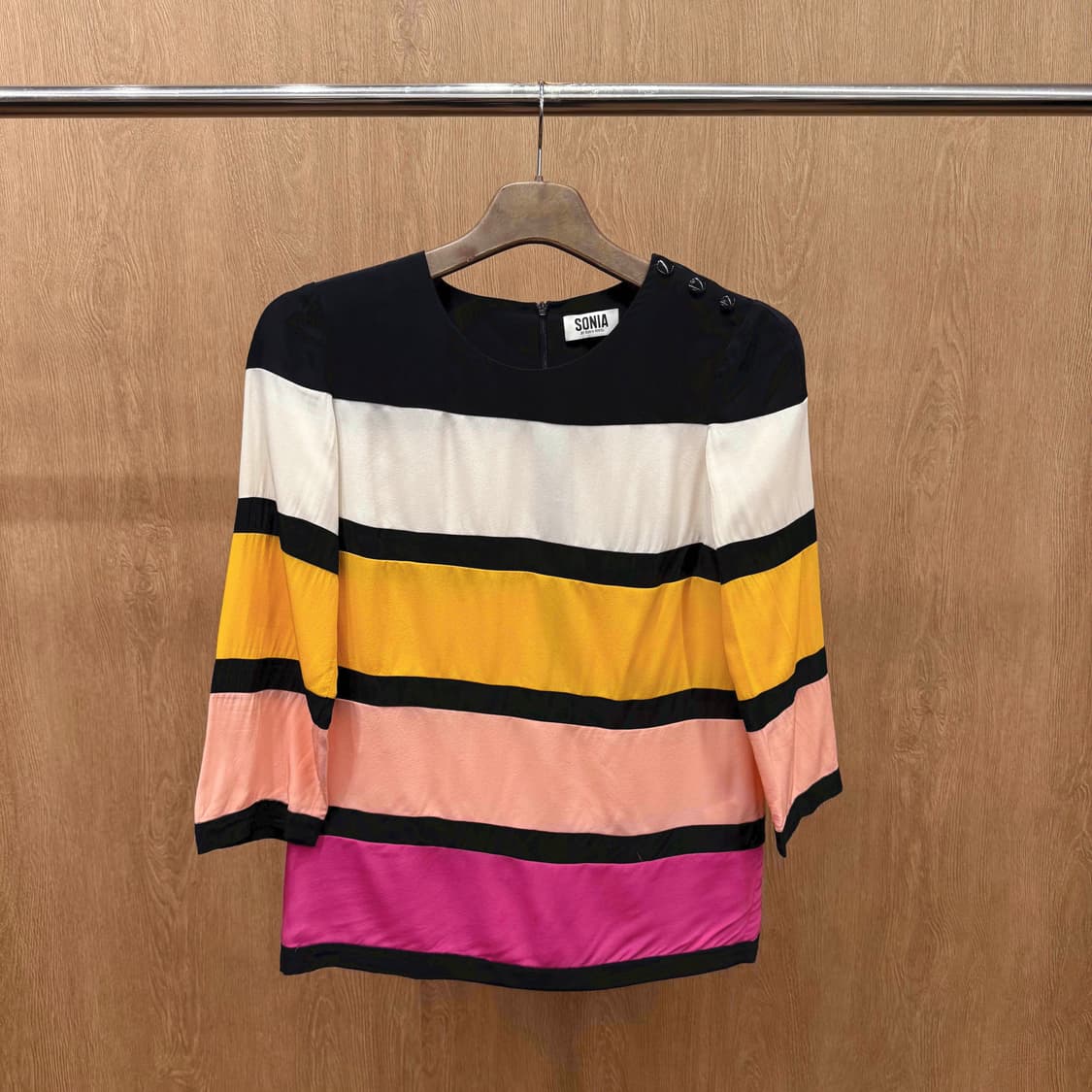 소니아 리키엘 스트라이프 배색 블라우스 숄더 버튼 디테일 멀티 컬러 상품이미지2