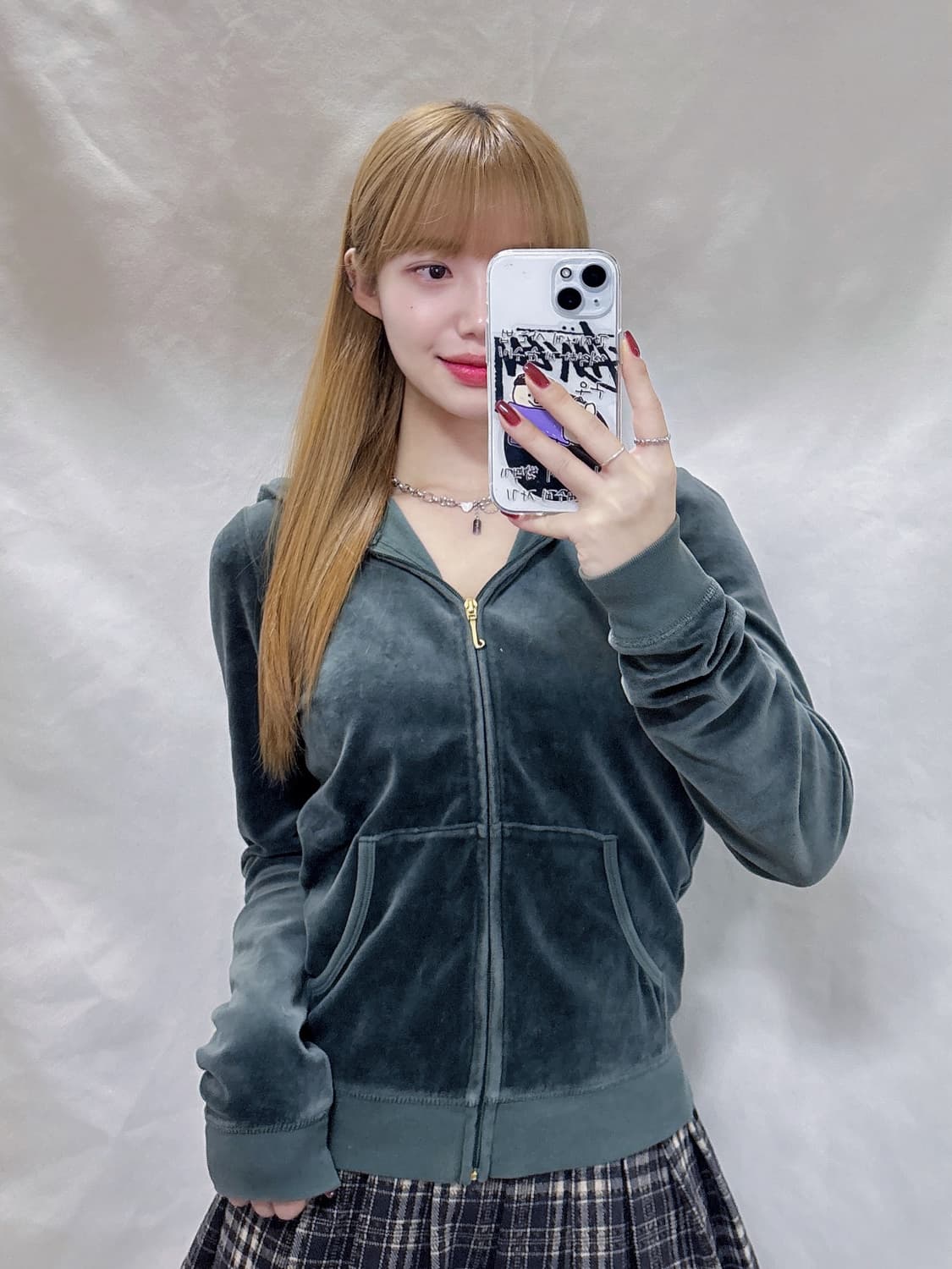 쥬시꾸띄르 빅로고 벨벳 딱붙핏 후드집업  상품이미지1