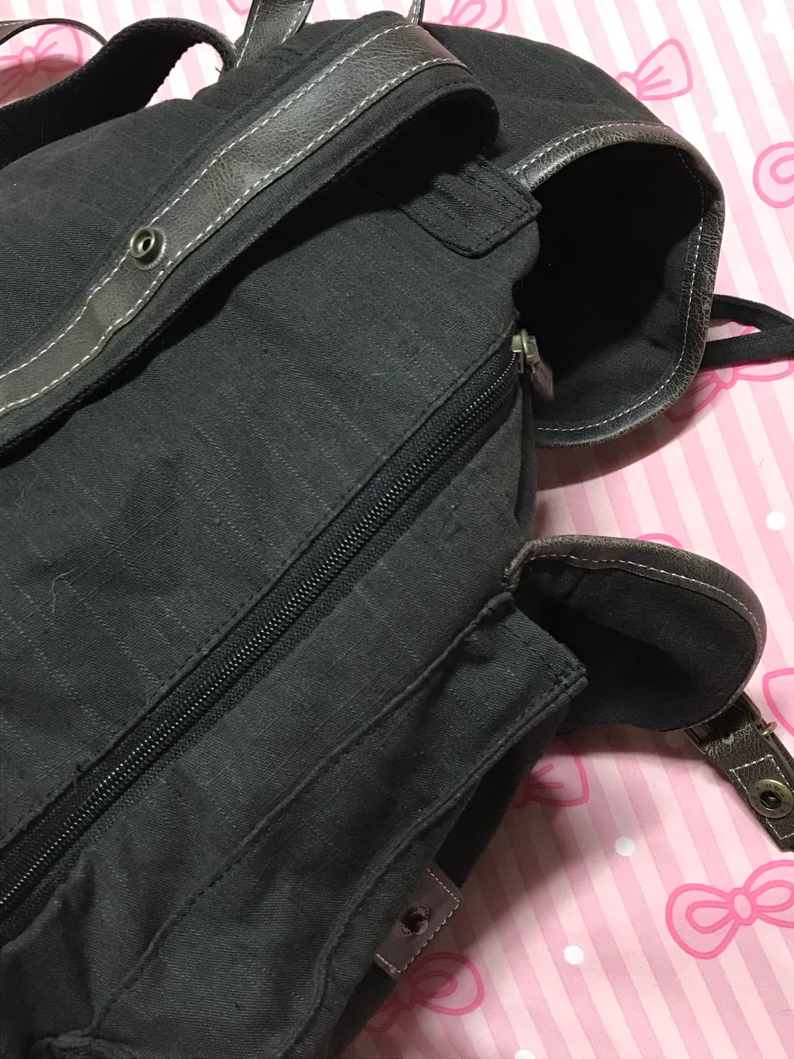 쓰리포켓 챠콜 가죽스트랩 백팩 상품이미지5