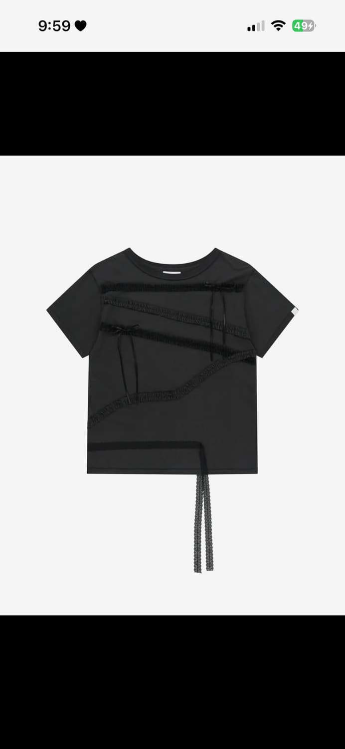 LACE STRAP OVERSIZED T-SHIRT CHARCOAL 상품이미지1