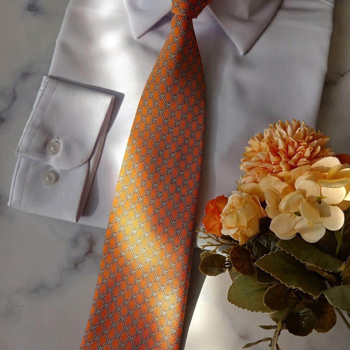 던힐 실크 오렌지 패턴 넥타이 8.9cm A+등급 A19270
 상품이미지6