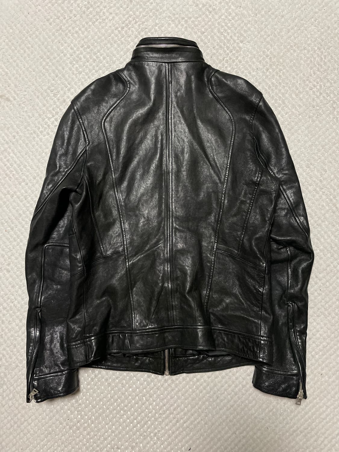 TEMPO HOMME 웨스턴 무드 램스킨 양가죽 지퍼라인 절개 레더  상품이미지2