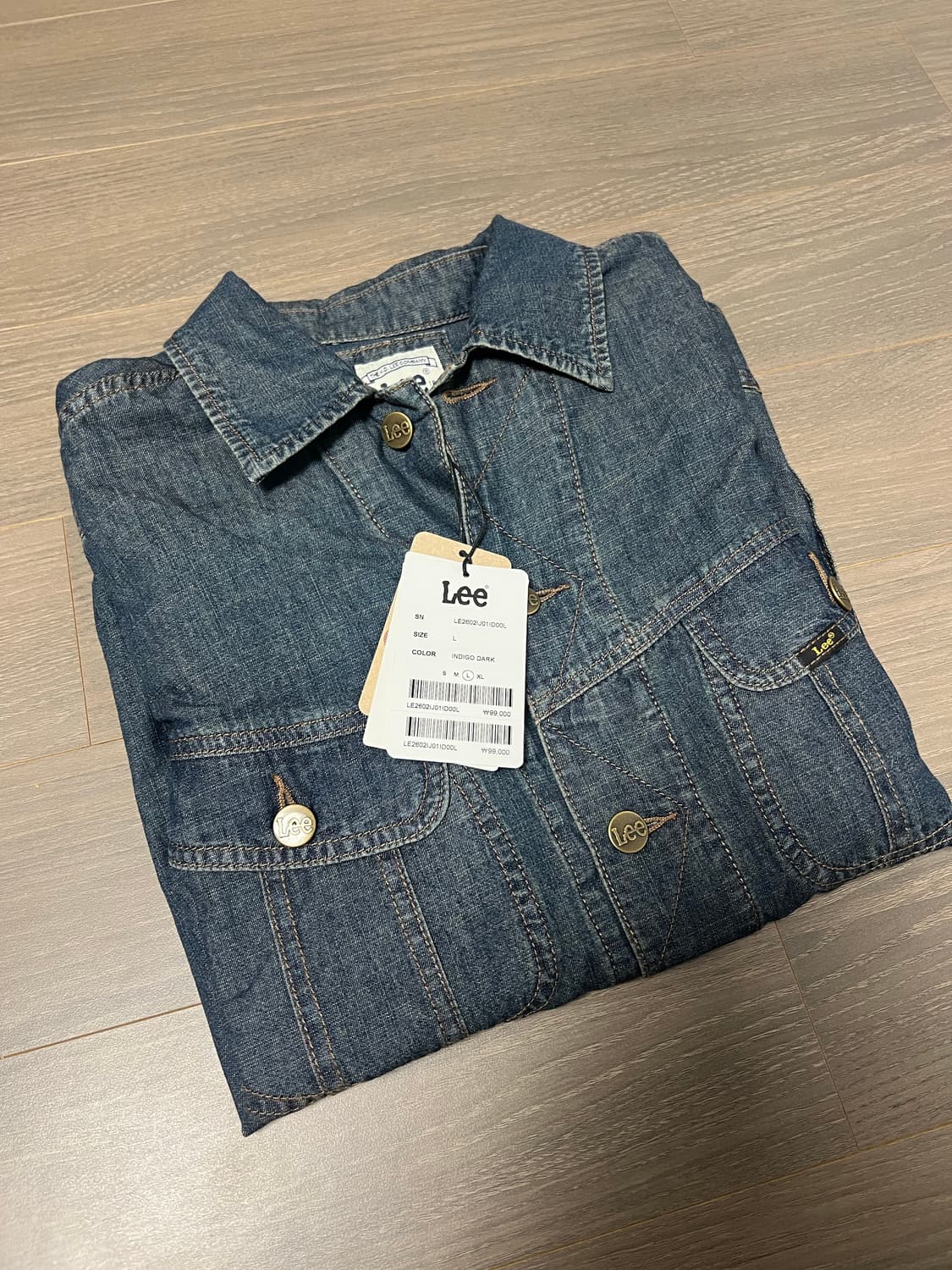 [새상품] Lee 반팔 데님 셔츠 자켓 인디고 다크 L사이즈 상품이미지5