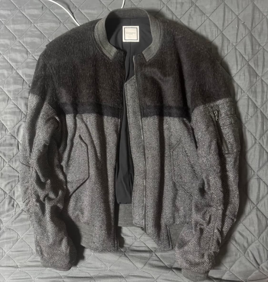 [50] 우영미 헤링본 배색 봄버 자켓 상품이미지1