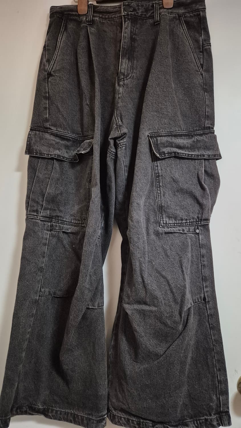 흑청 카고 힙합팬츠 허벅지41 총장117 상품이미지1