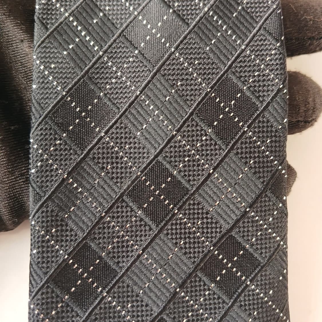 메트로시티 실크 블랙 체크 패턴 넥타이 7cm A등급 A19794 상품이미지6