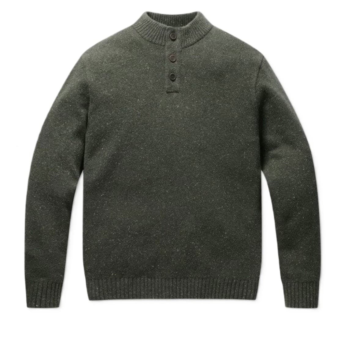 XL 시리즈 하프 버튼넥 엘보우 패치 실크 혼방 니트 상품이미지1