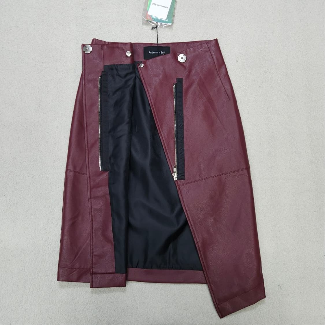 앤더슨벨 레더 스커트 S 버건디 상품이미지3