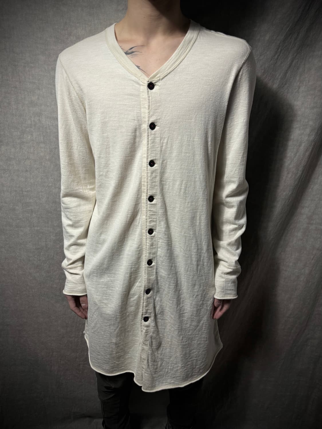 KLASICA Long Tunic Henley Neck Sleeve  상품이미지1