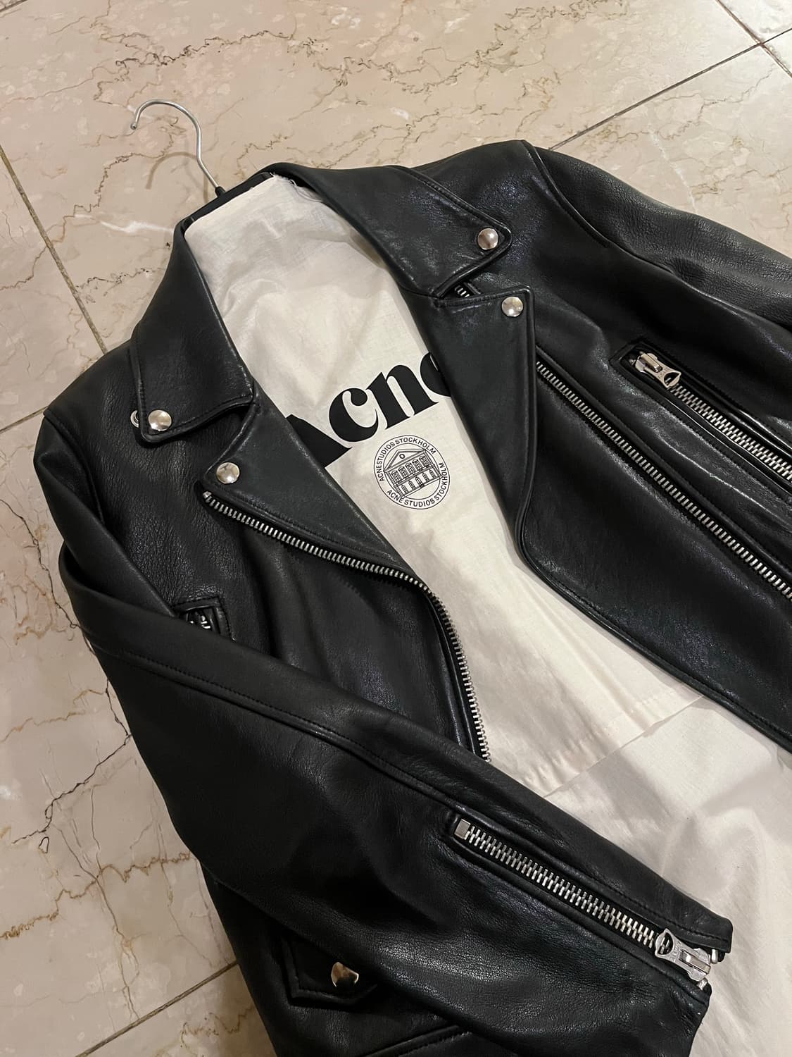 아크네 스튜디오 블랙 가죽 라이더 자켓 38 ACNE 상품이미지1