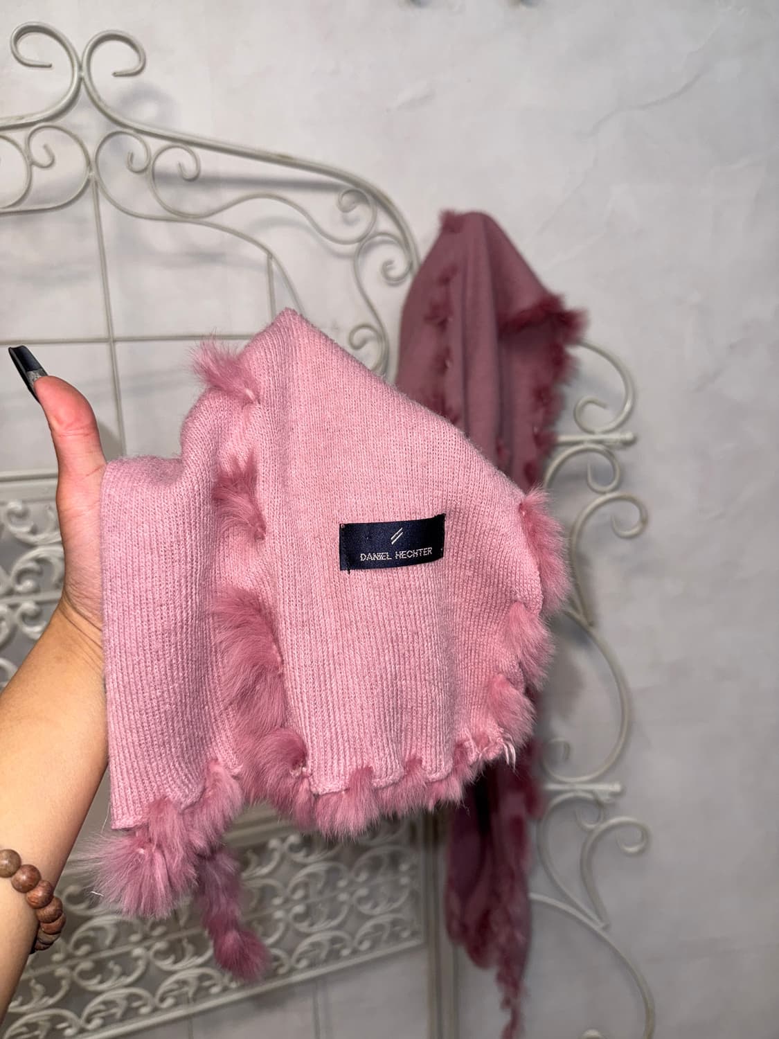 Daniel Hechter indi pink fur trimmed 머플러 상품이미지4