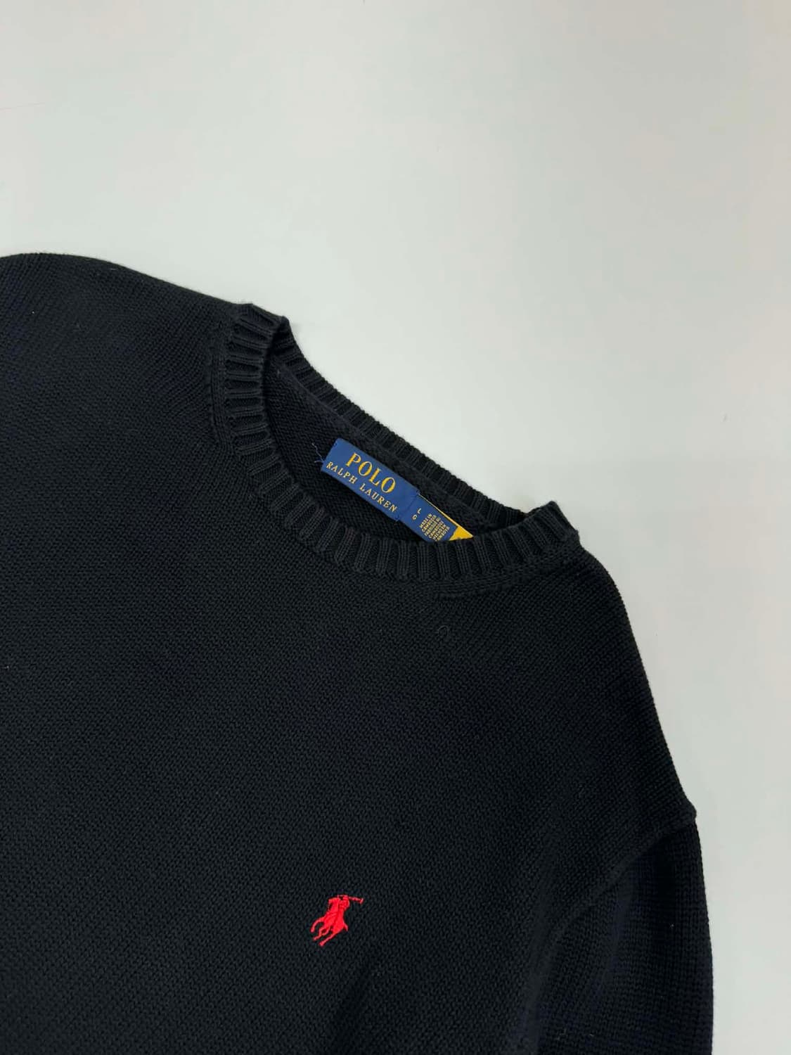 [L] 폴로 랄프로렌 신형 큐알 블랙 코튼 니트 스웨터 상품이미지3