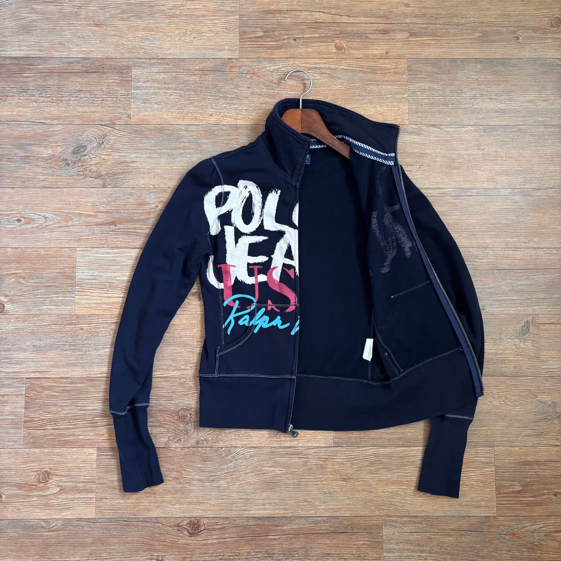 폴로진 XS 네이비 집업 점퍼 프린팅 그래픽 두산 랄프로렌 상품이미지2