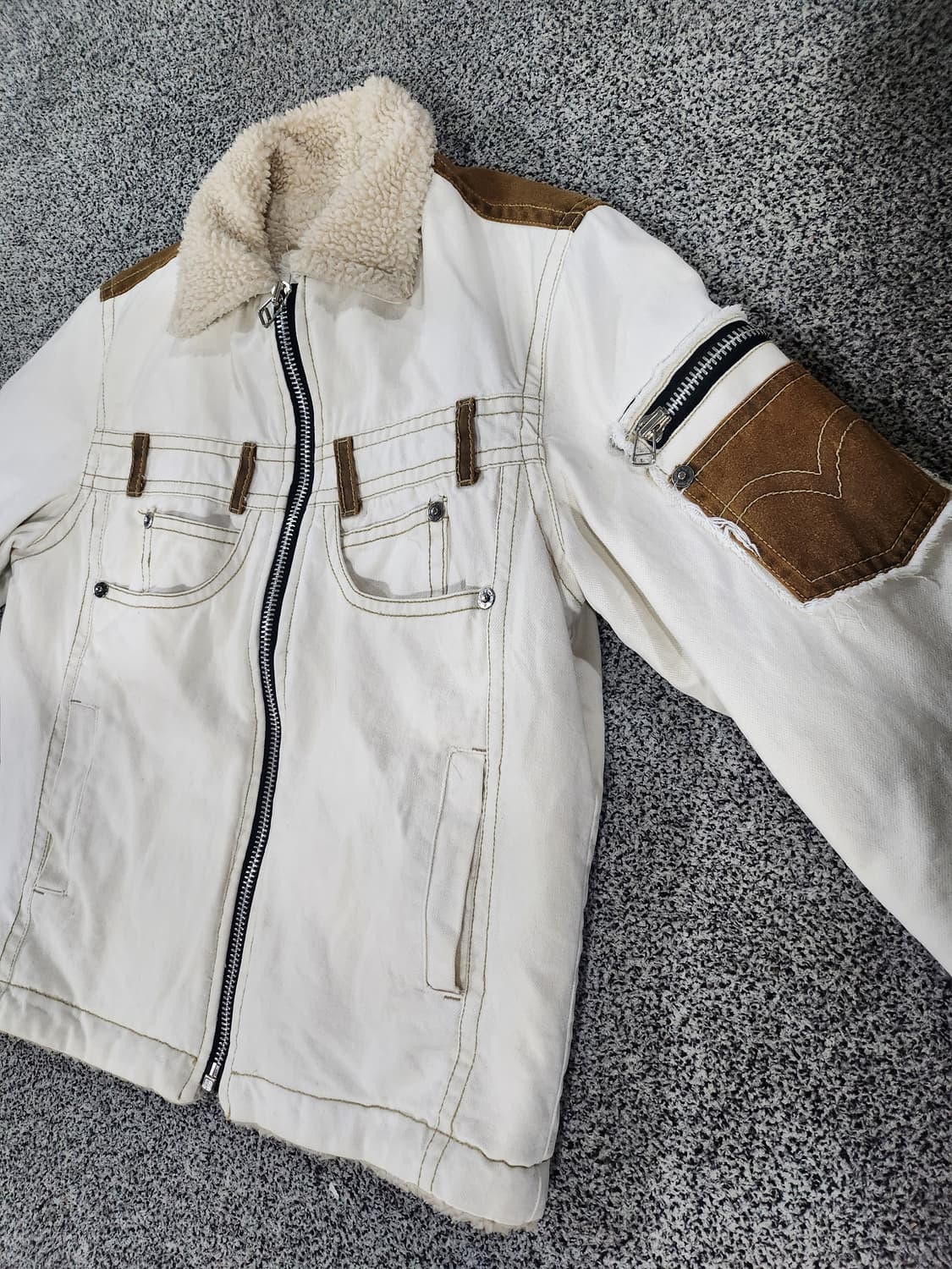 라이더 감성 빈티지 퍼카라 자켓  M 상품이미지5