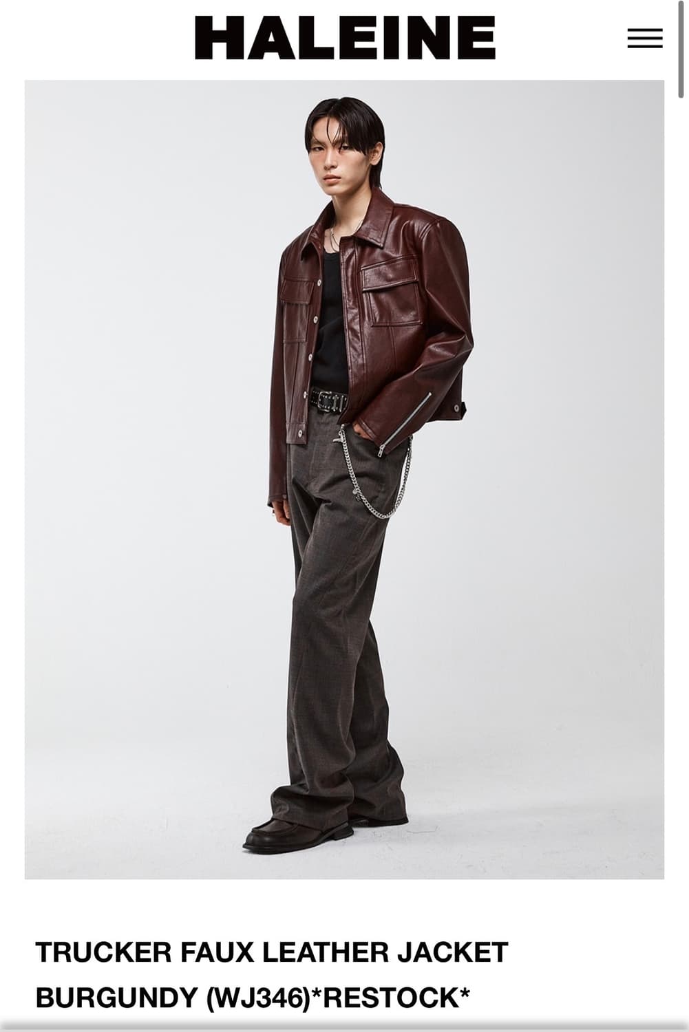 [구매글] HALEINE 버건디 트러커 레더 자켓 1사이즈 상품이미지1