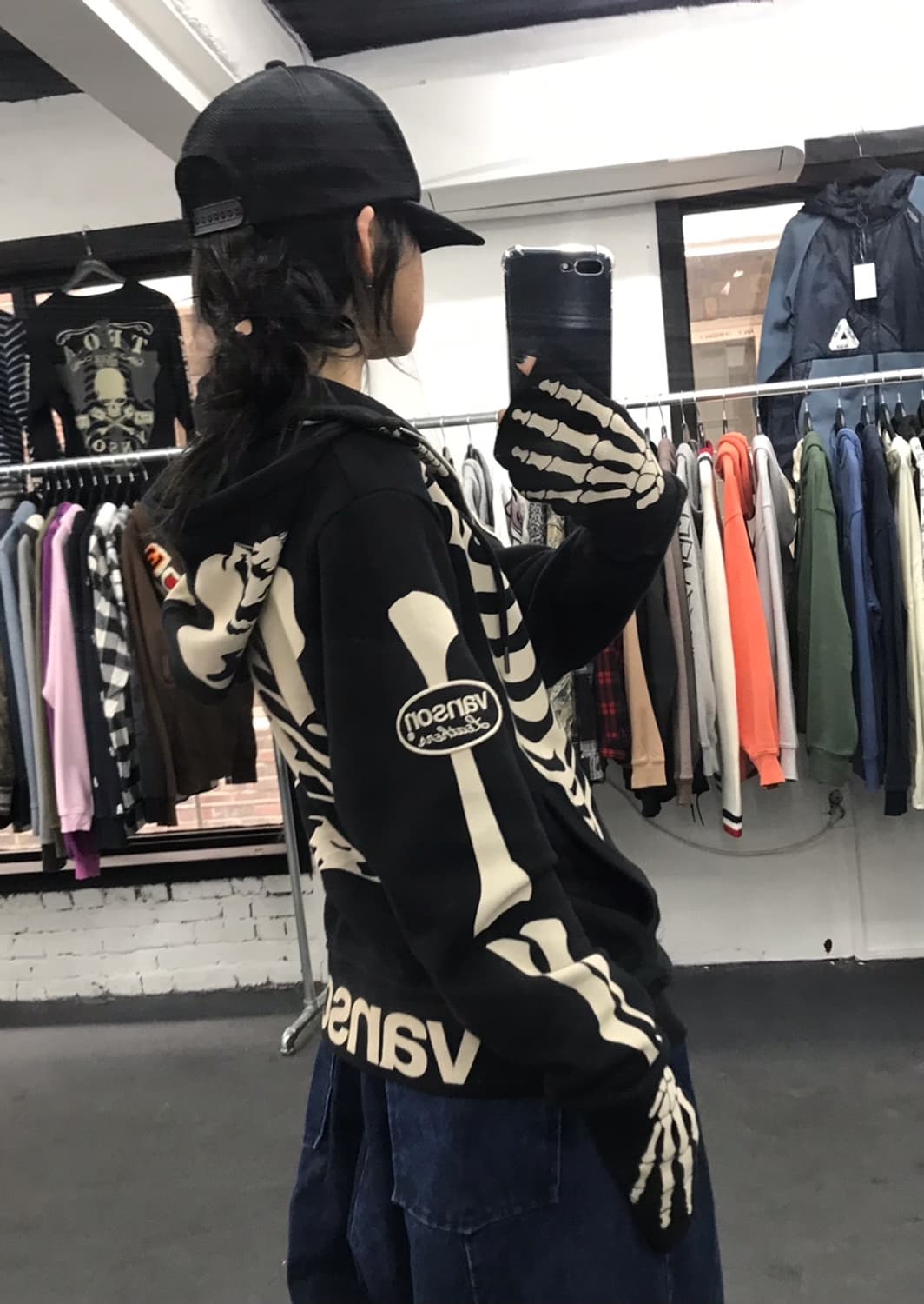 밴슨 레더 본 스켈레톤 후드집업 상품이미지5