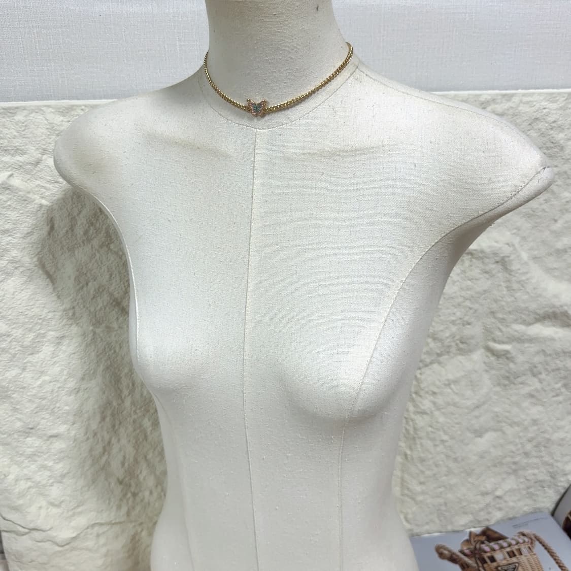 빈티지 중세 에나멜 나비 메탈 체인 초커 목걸이 상품이미지1