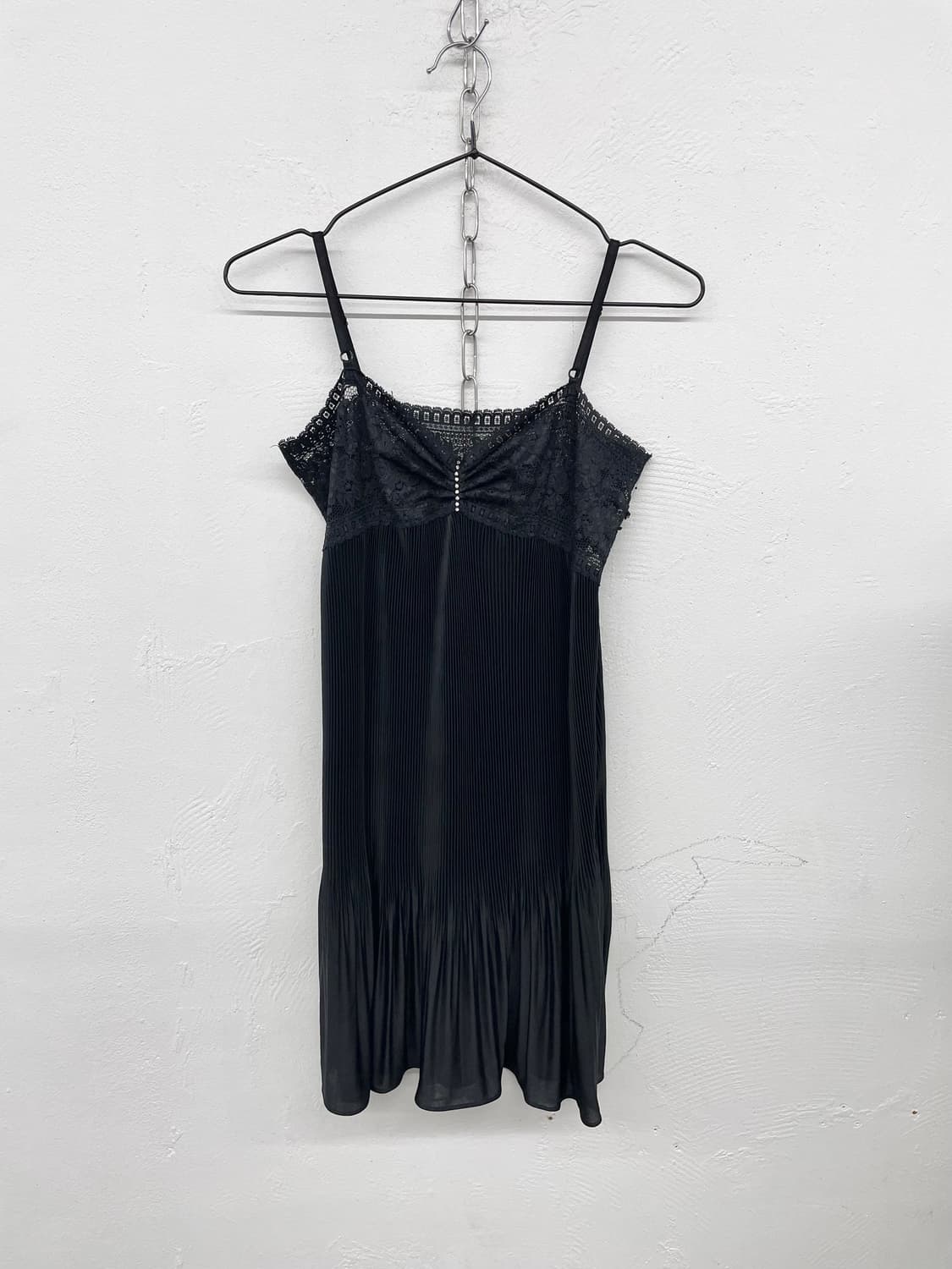 블랙 큐빅 플리츠 슬립 상품이미지4