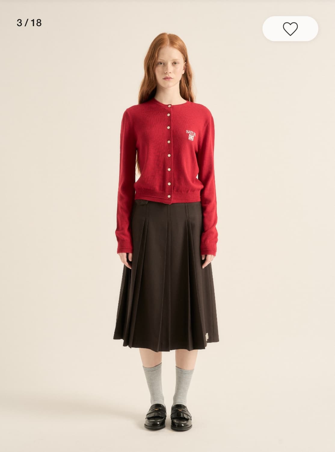 Satur Wool Pleats Skirt - Brown 상품이미지3