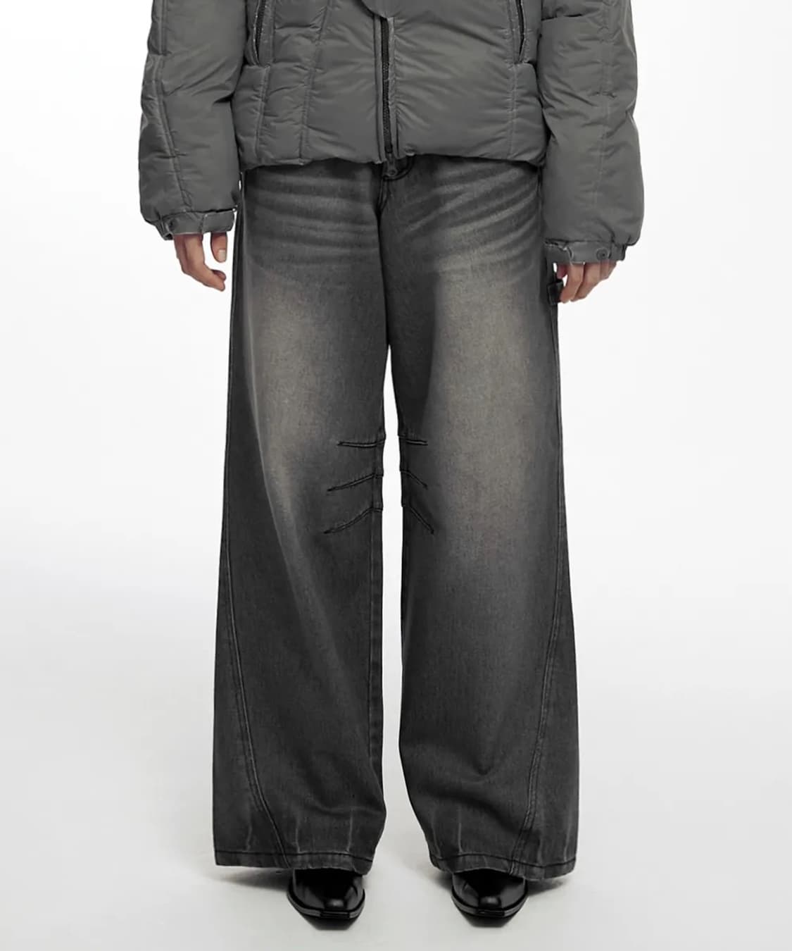 HIGHLIGHT WASHED JEANS (UNISEX) BLACK 상품이미지3