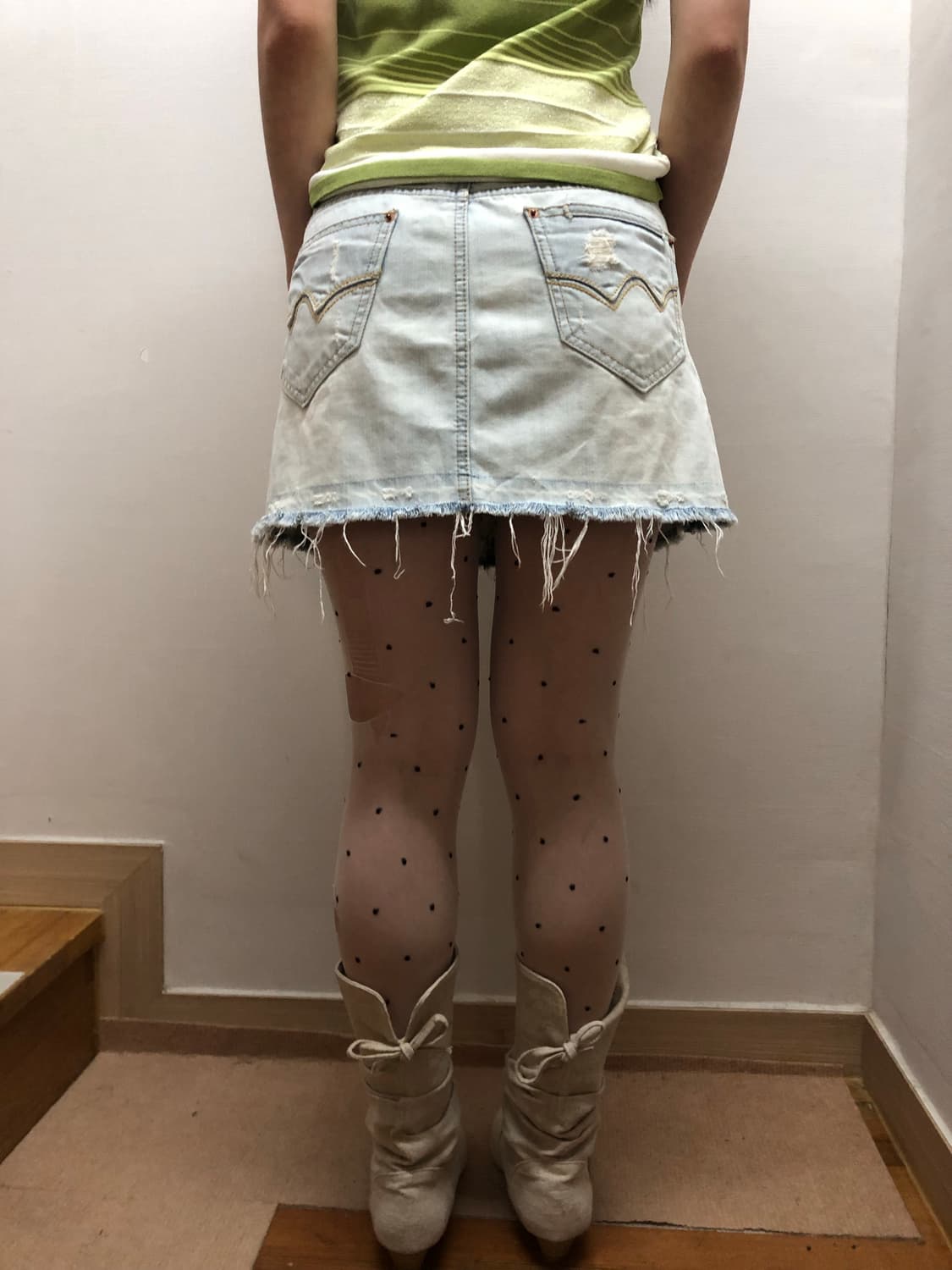 빈티지 데님 미니 스커트 상품이미지6