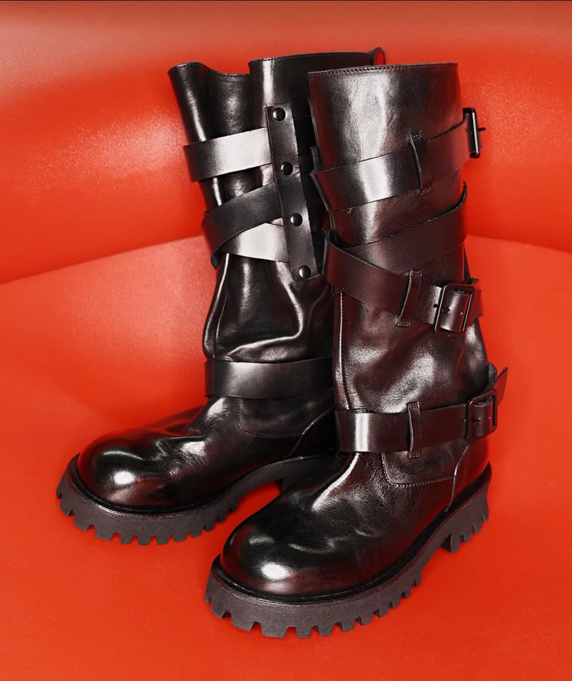 나야와시 x 야세 벨티드 홀스하이드 부츠 블랙 상품이미지1