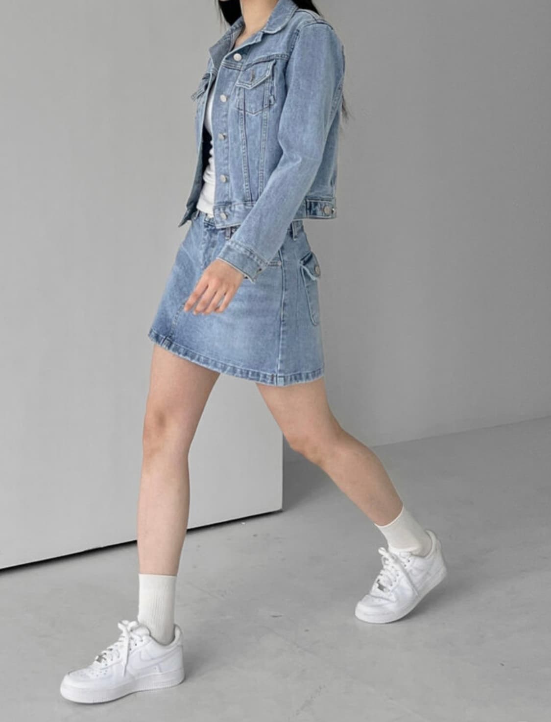 릿킴 데님 자켓 미니 스커트 세트 (free,M)(둘 다 새상품) 상품이미지6