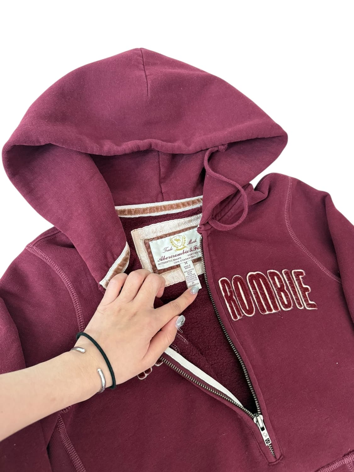 아베크롬비 버건디 후드 반집업 상품이미지6