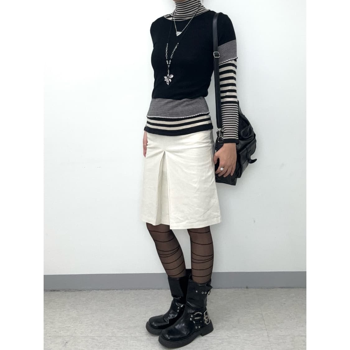 빈티지 아이보리 미디 스커트 상품이미지2